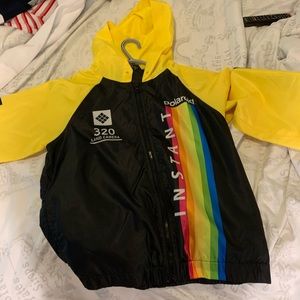 Yellow Polaroid windbreaker.